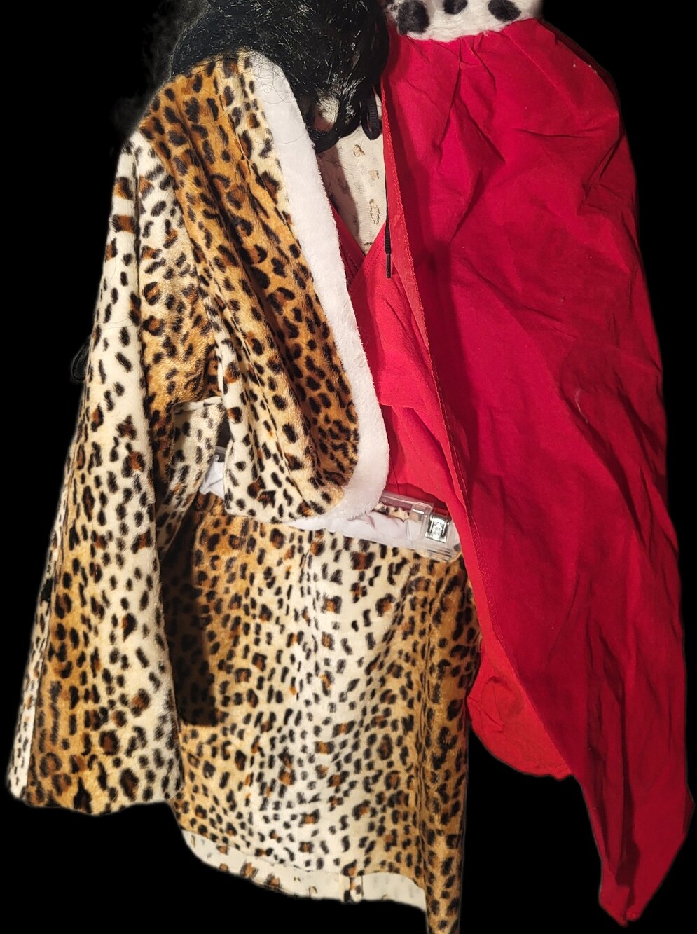 🎃Cruella de Vil Coat and Skirt with Red Cape Black Wig Kids Costume SZ 6
